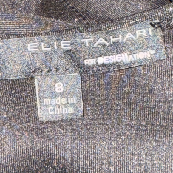 Elie Tahari Black and White A-Line Midi Dress - Picture 3 of 3